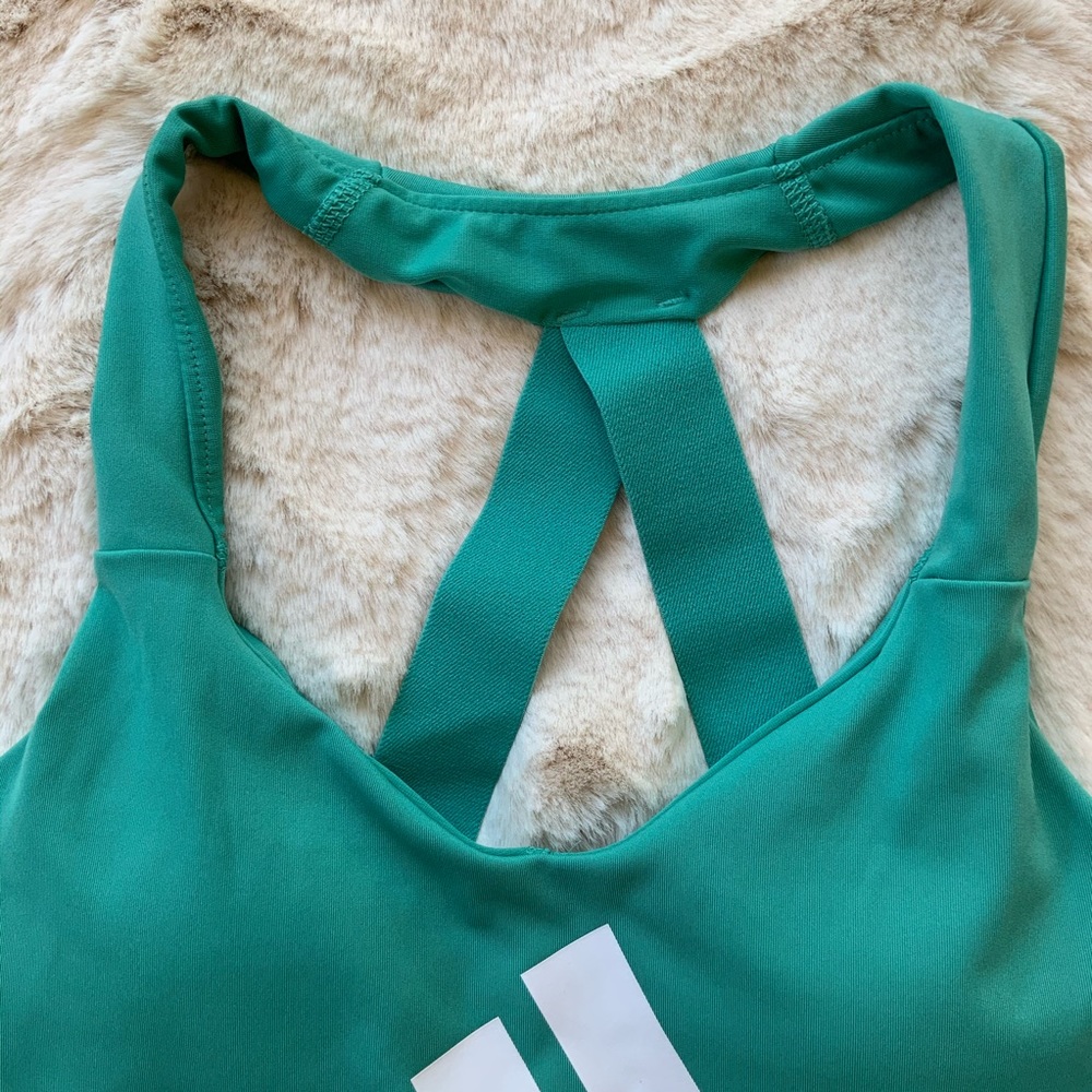adidas Teal Sports Bra with White Logo - Picture 4 of 4